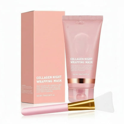 Collagen Wrapping Mask And Brush Set Rejuvenation Moisturize Brightening Korean Face Mask Make Glowy Skin Elasticity Facial Mask